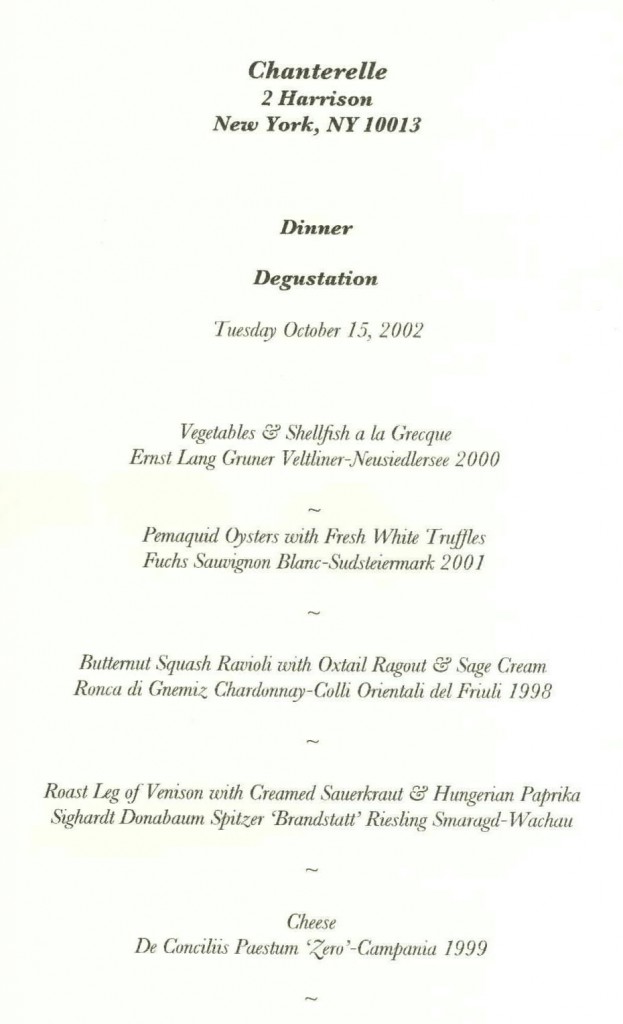 Chantarelle menu