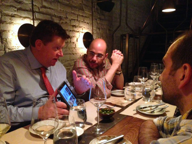 man show his tablet