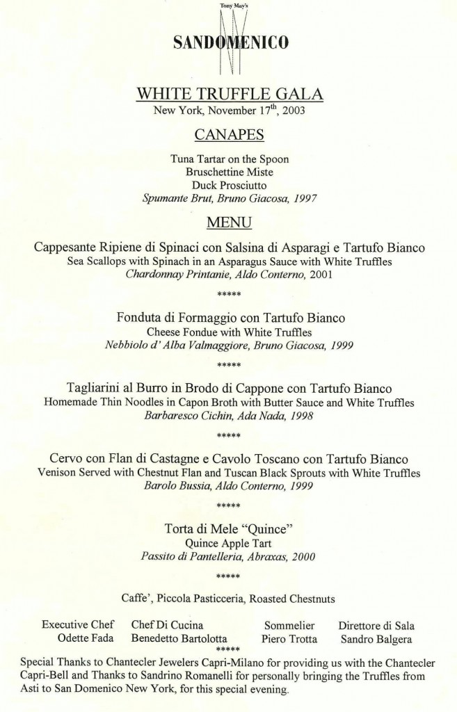 San Domenico menu